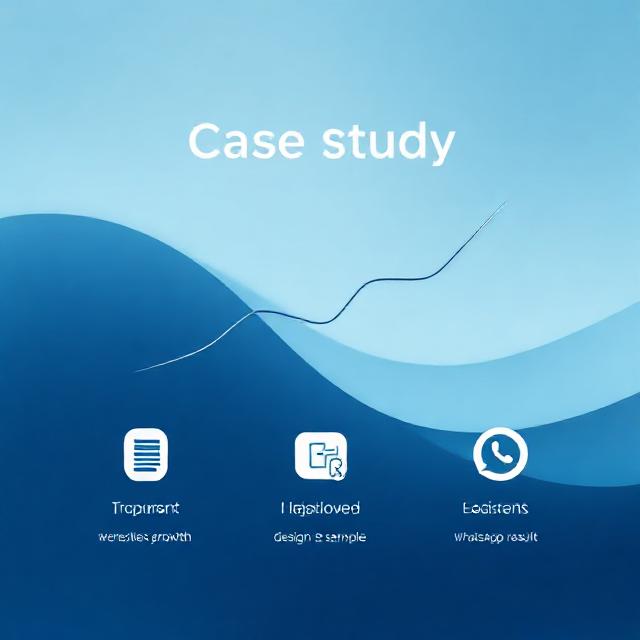 Case studies and proof visual with growth chart, report, website and creative icons
